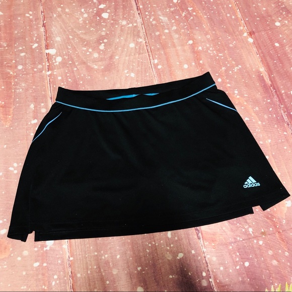 adidas Pants - Adidas Black & Royal Blue Side Slit Tennis Skort
